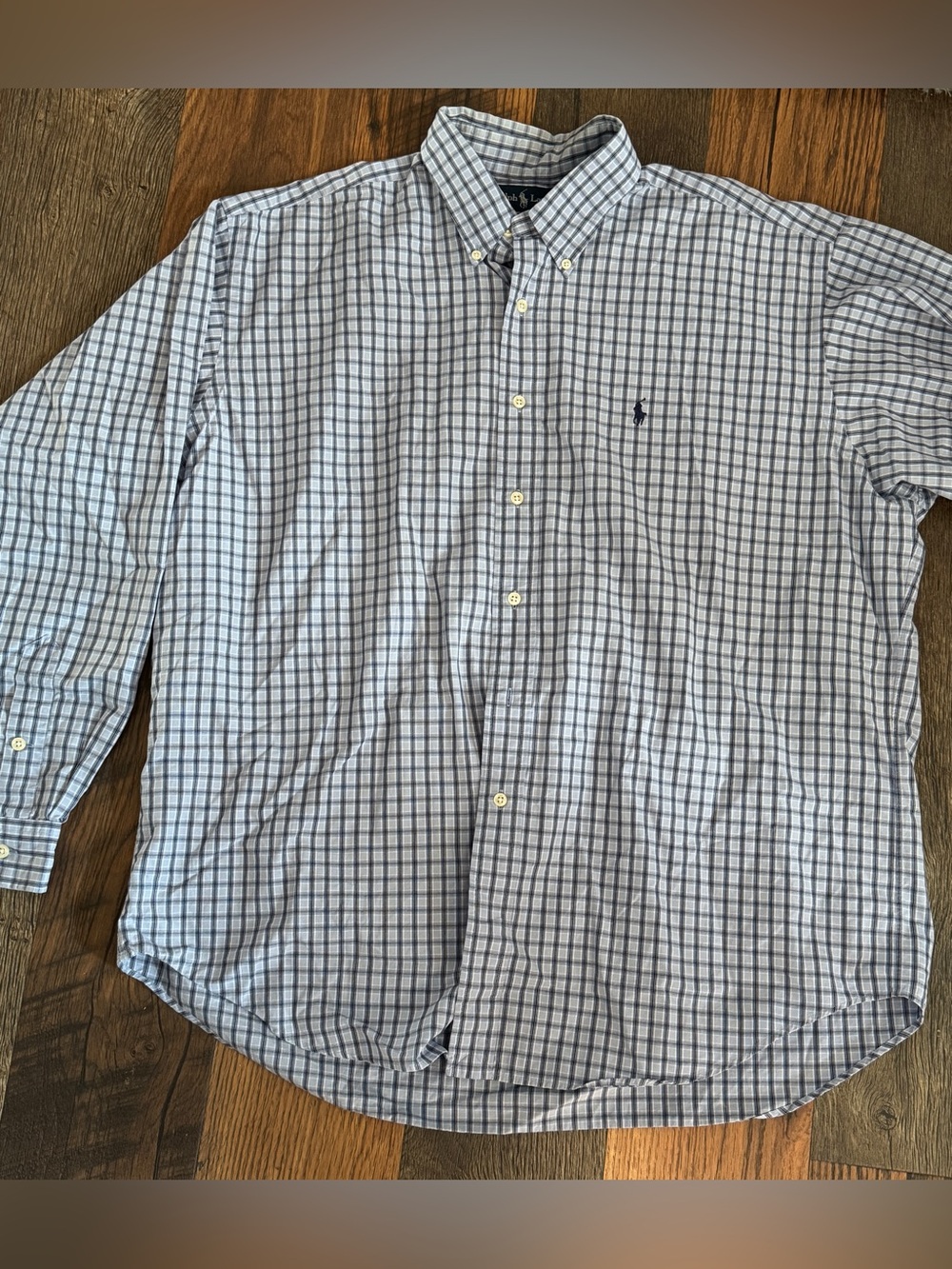 Ralph Lauren Blue & White Windowpane Button-Down Shirt - Picture 3 of 7